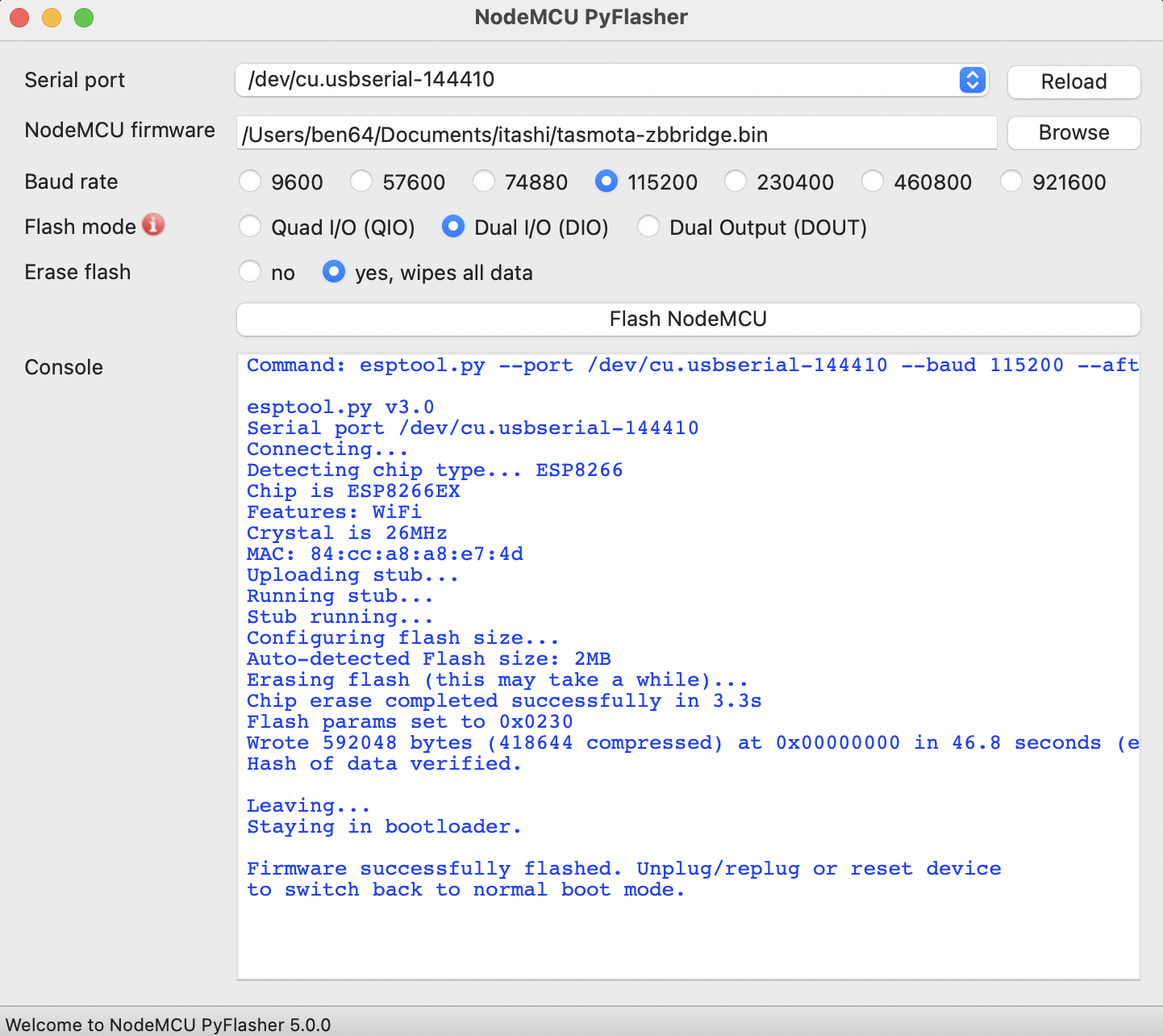 NodeMCUPyflasher